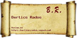 Bertics Rados névjegykártya